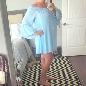 Sexy Off Shoulder Chiffon Ruffle Sleeve Mini Dress